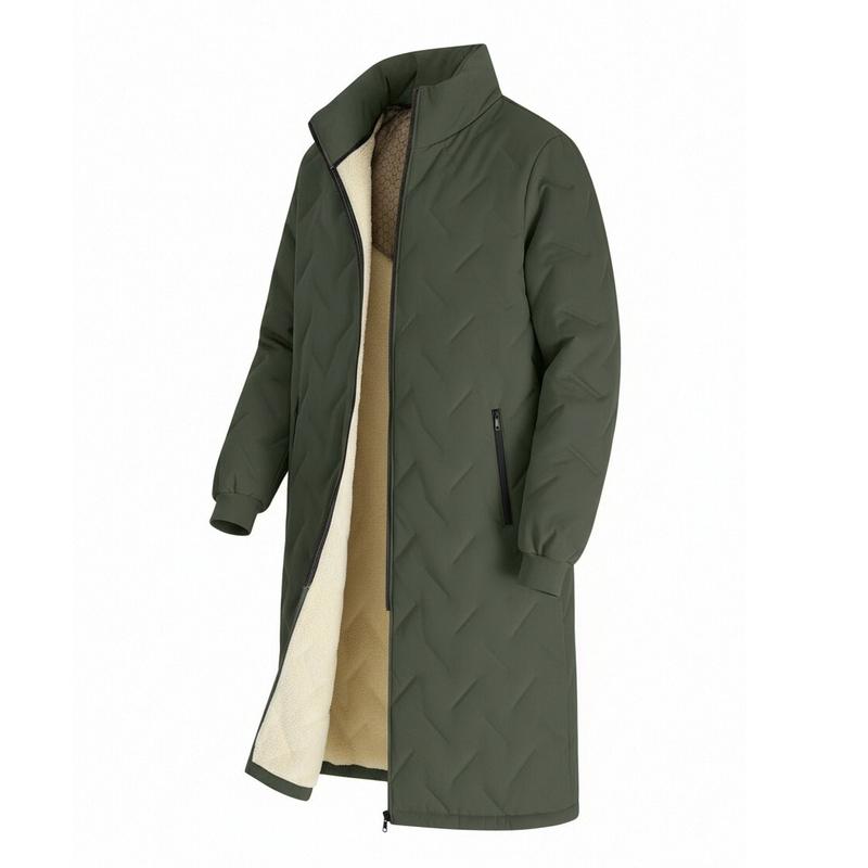 

Lamb Fleece Medium Long Cotton Coat Men s Cotton Coat Winter Plus Fleece Coat Warm Coat XS армія зелений колір