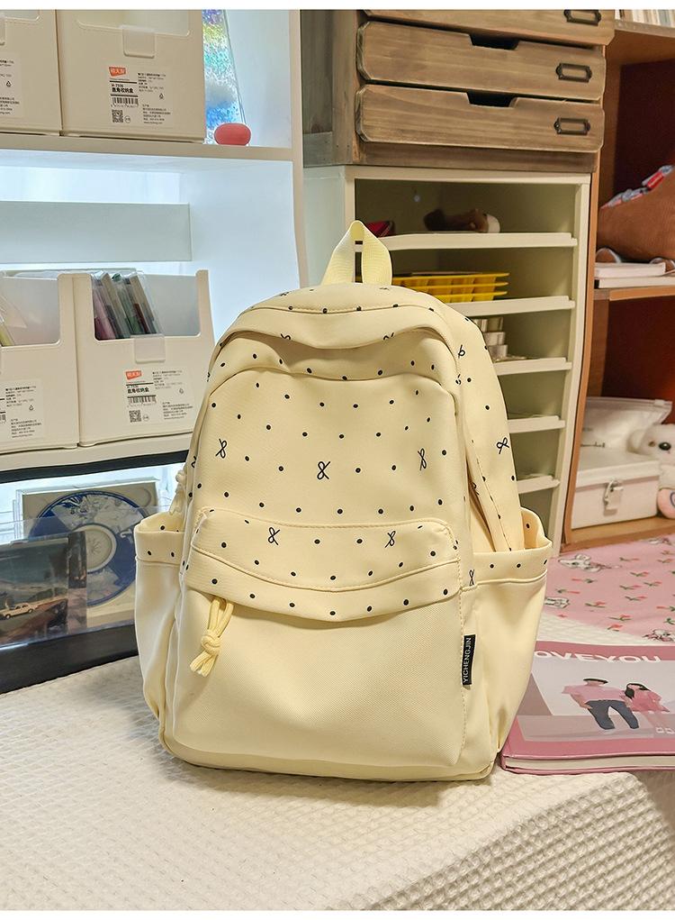 Schoolbag girly heart atmosphere polka dot bow versatile high value backpack female student schoolbag commuting simple backpack