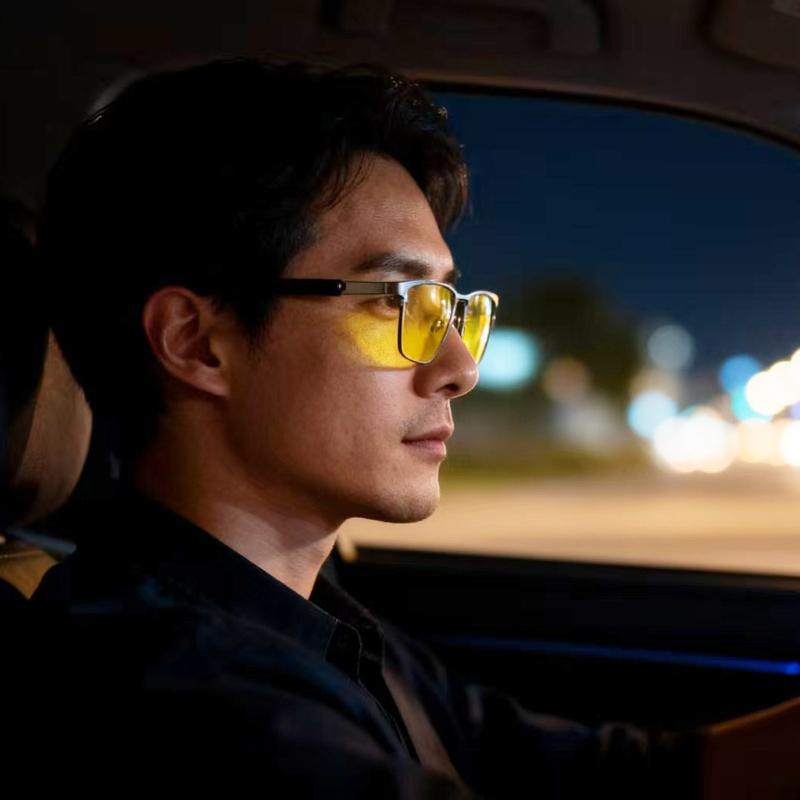 New Fashionable Night Vision Yellow Polarized Glasses Metal Square-Frame Business Eyewear Men'S Classic Driving Shades