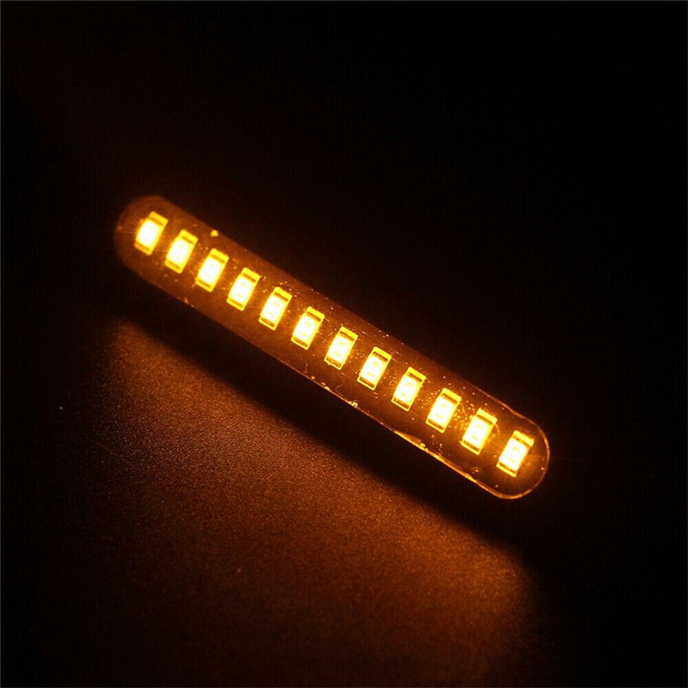 4 X Sequential Flowing Motorcycle 12 LED Mini Strips Turn Signal Light Amber 12V