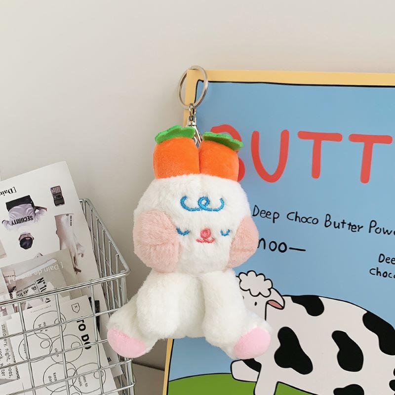 

Ins Style Cartoon Plush Radish Rabbit Doll Mini Machine Doll School Bag Pendant Keychain Girl Heart Doll Height about 14cm