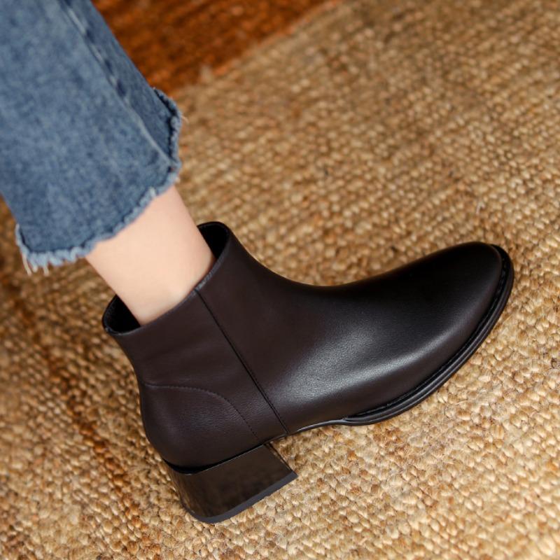 Fashion Women Ankle Boots Thick Heels Short Boot Fashion Winter Shoes Women Ins Autumn Daily Office Lady Footwear Size 34-40