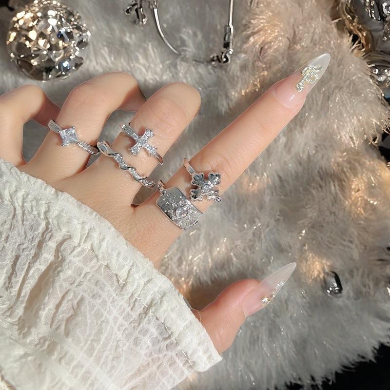 Fashion Light Luxury Iris Cross Open Ring Femininity High Sense Niche Design Exquisite Ring