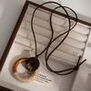 National Style Zen Woven Rope Round Pendant Necklace, Autumn And Winter Retro Bohemian National Style Long Sweater Chain