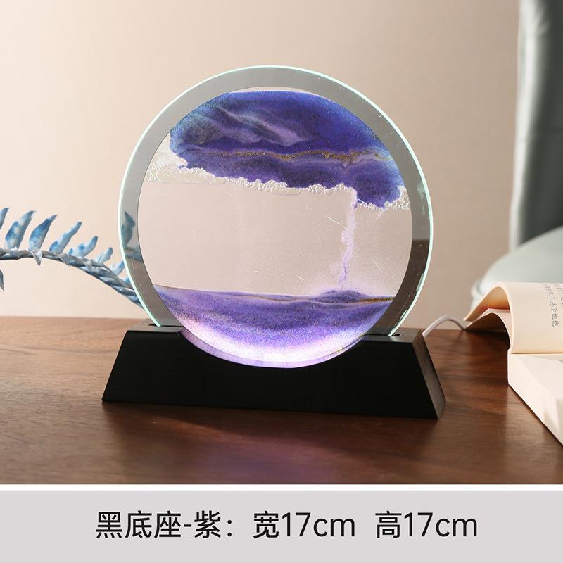 Beweglicher Sand Nachtlichter 3d Sanduhr Treibsand Leuchtendes Ornament Glas Sandlandschaft Handwerk Fließende Malerei Lampen Heimdeko Geschenk