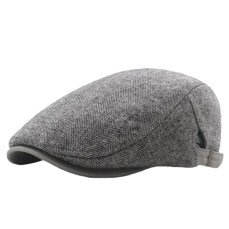 Men's beret with warm stripes for autumn and winter, warm and comfortable, suitable for outdoor windproof and cold insulation