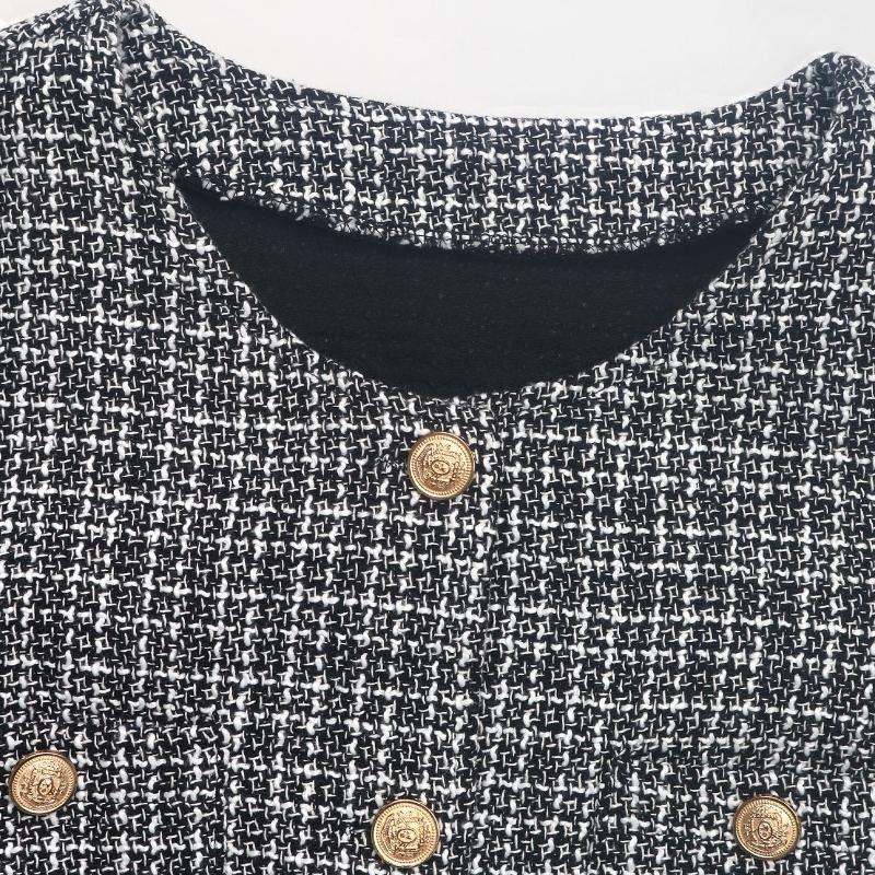 IHUASU Tops Autumn and Winter Small Fragrance Design Coat Plaid Cardigan