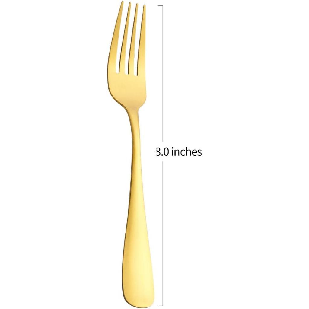 Matte Gold Dinner Fork Set, GoGeiLi 8.0-inch Stainless Steel Satin Finish Fork Silverware, Gold Flatware Table Fork Set of 6, Dishwasher Safe
