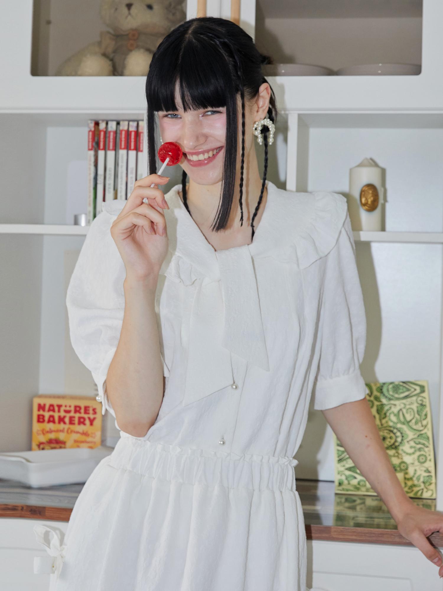 Illustrious Illusion White Flower Frill Blouse White