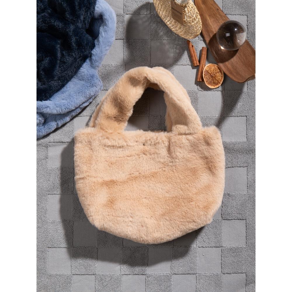 

Daiso Fur Tote Bag navy