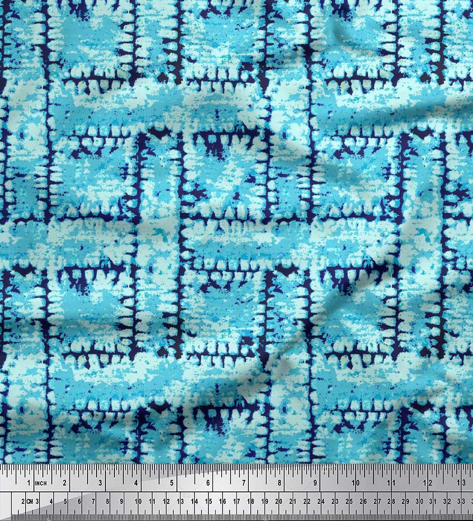 

Тканина Soimoi Japan Crepe Satin Basketweave Tie-Dye Printed Тканина 1 метр 42 дюйма 42 Inch Wide - Poly Crepe синій