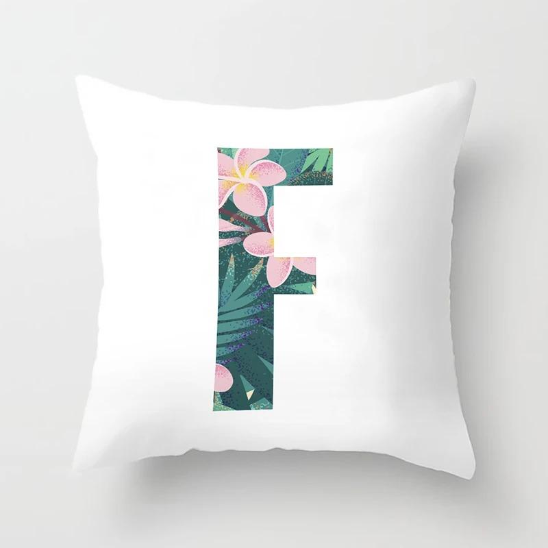 Luxury Home Pillowcase Square Office Decoration Cushion Cover Simple Floral English Letter Pattern Decoration