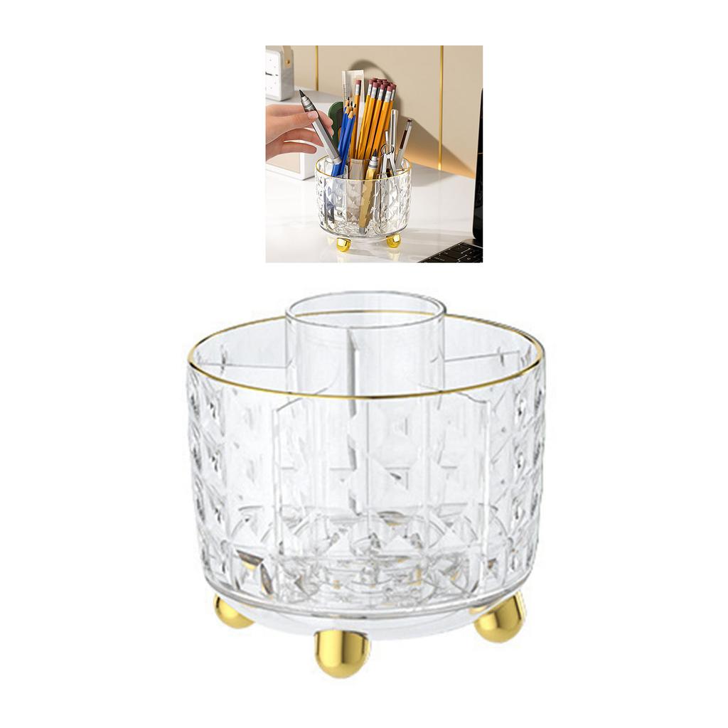 Stifthalter 360 Grad drehbar Multifunktional Make-up Pinsel Kosmetik Drehbarer Aufbewahrungsorganizer für Schreibtisch Transparent