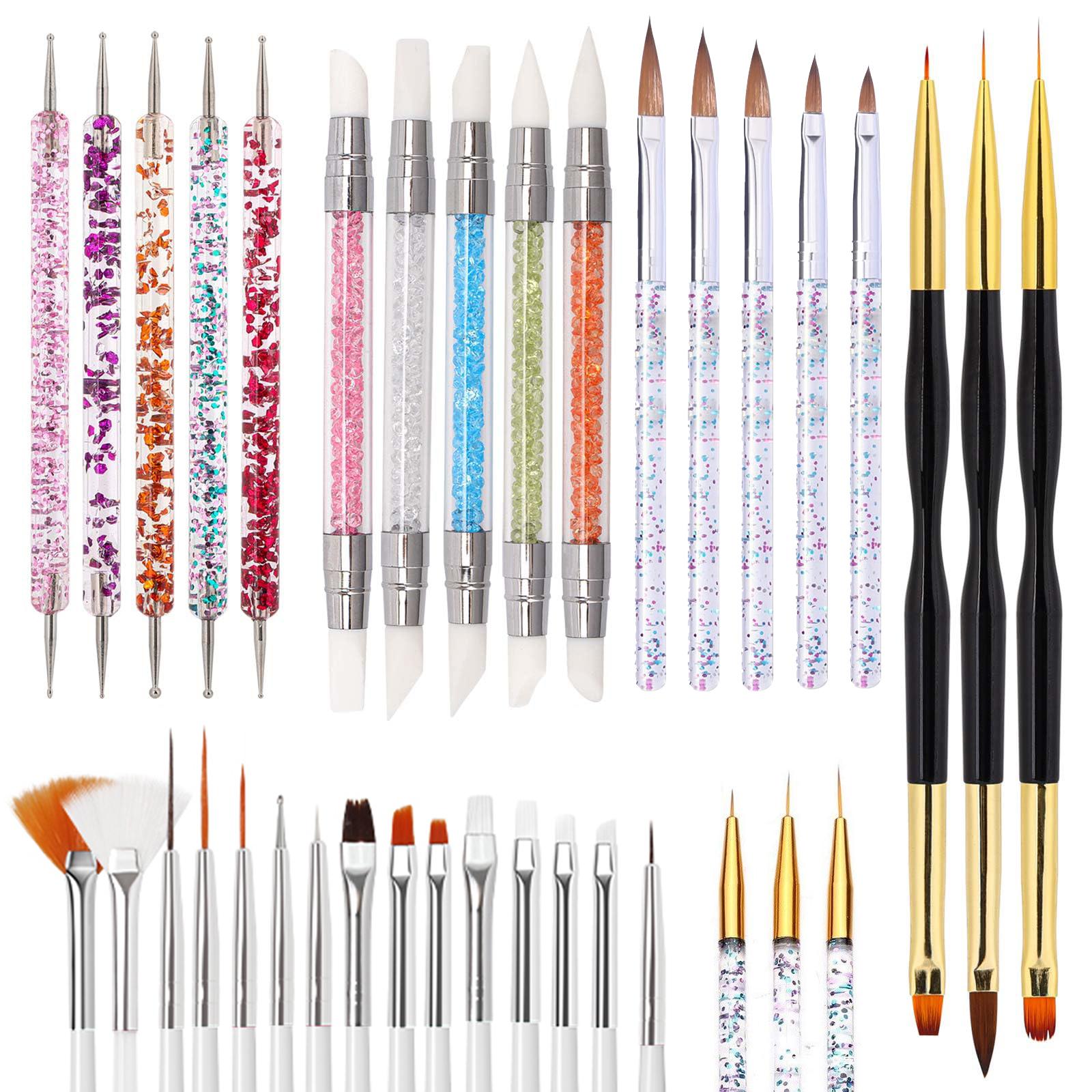 

LINMANDA 3PCS Nail Art Pen Set-Fine Line Pen Liner Pen Dot Paint Pen Silicone Tools 3D Gel Pen Acrylic Design Pen