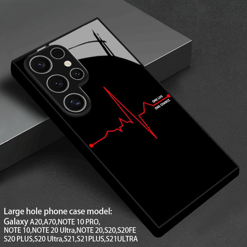 Heartbeat Motif 2D Phone Case for Samsung S26 S25 S24 S23 S22 S21 S20 A55 A54 A53 Tempered Glass Protective Cover