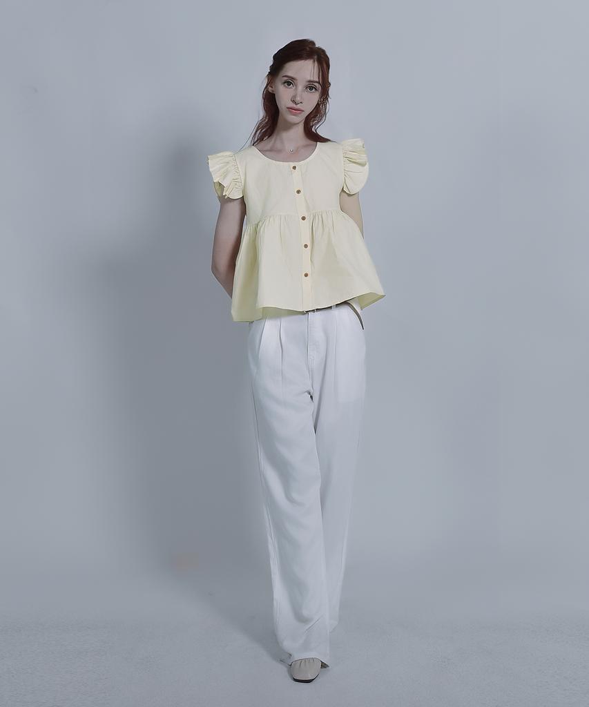 Keulleiseu Shoulder Frill Sleeveless Blouse_Purple