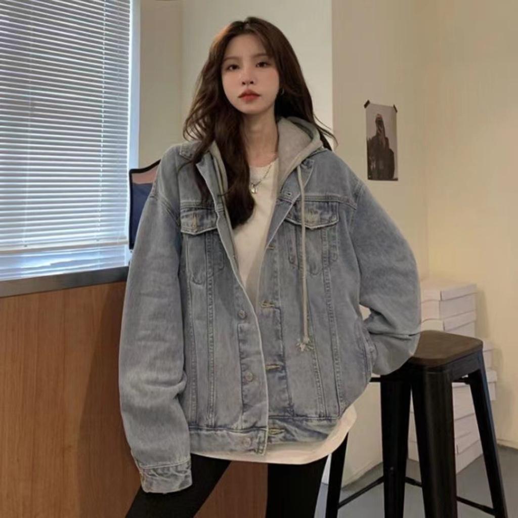 Cowboy Short Jacket for Women, Spring and Autumn Korean Version, New Long Sleeved Slim Fit Hooded Jacket Top