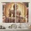 2pcs - A Buddha Statue with a Golden Background Print Curtains, Pole Bag Curtains, Home Decoration, Room Decoration