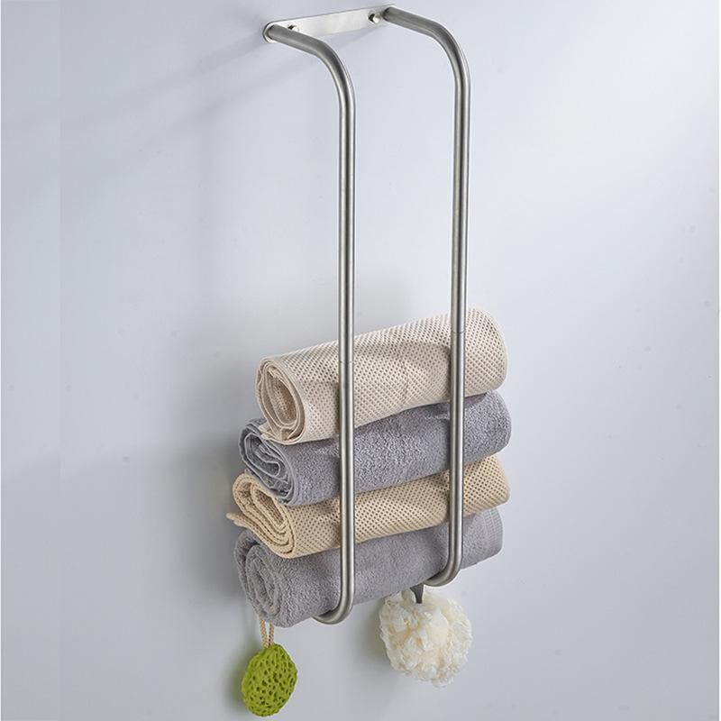 

Держатель для полотенец из нержавеющей стали, аксессуары для ванной комнаты, держатель для полотенец, вешалка для хранения вещей, настенное крепление, черный, золотой серебряный