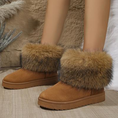 Fashion Faux Fur Platform Snow Boots Women 2025 Winter Non Slip Fluffy Ankle Boots Woman Comfort Thick Plush Warm Cotton Shoes Female