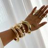 Design Sense, Fashion Trend, Metal Smooth Water Drop Hug Bracelet, Irregular Imitation Pearl Jewelry