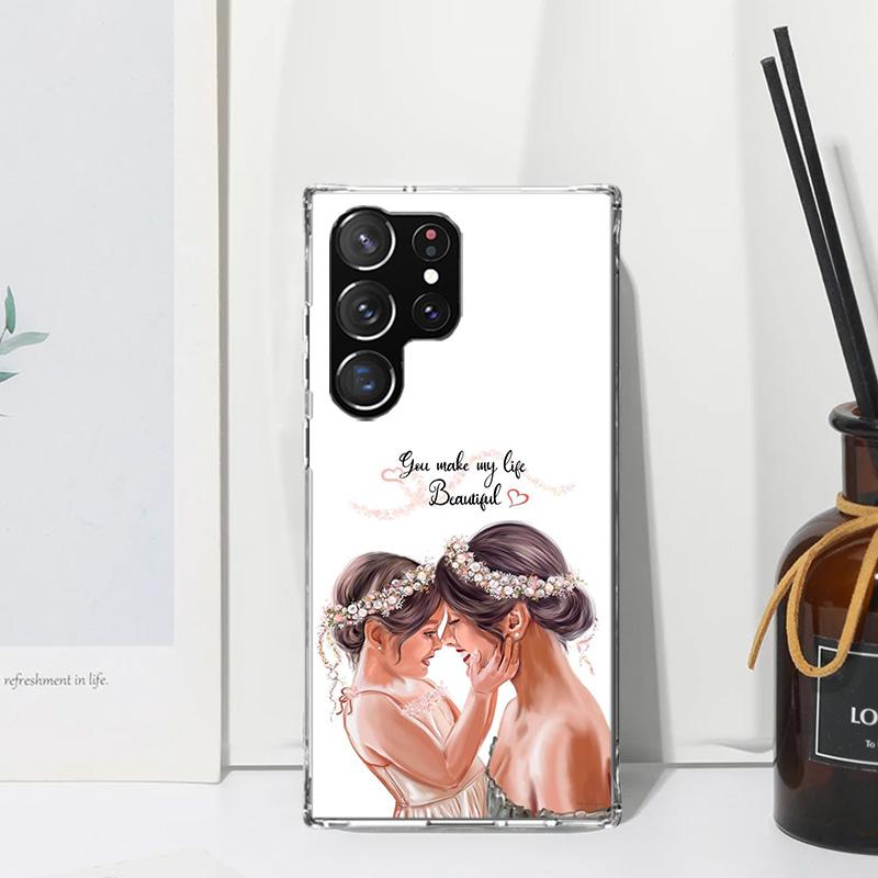 Mom Baby Girls Phone Case For Samsung Galaxy S26 S25 Edge S24 FE S23 S22 Ultra S21 Plus S20 + Art Fundas Back Cover Galaxy S24 S