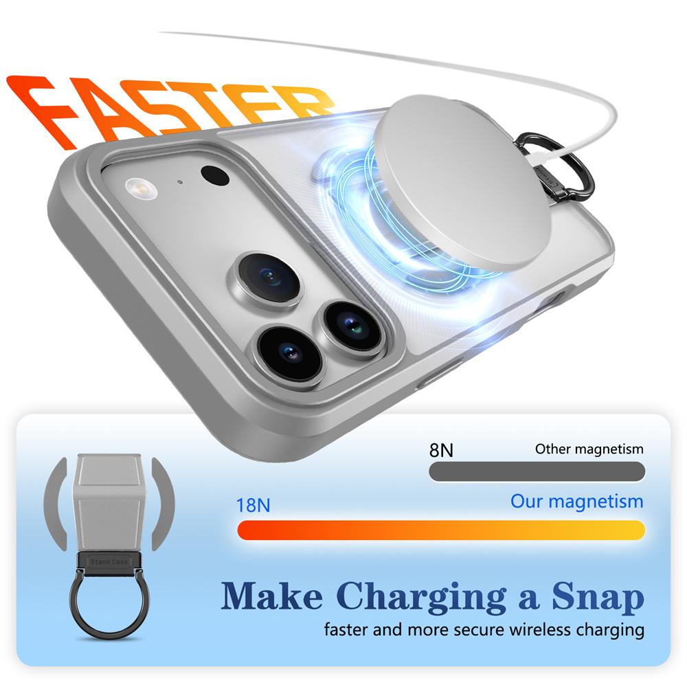 Luxury Frosted Clear For MagSafe Magnetic Folding Stand Phone Case For 15 16 17 Pro Max 16E 14 13 Wireless Charging Cover