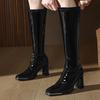 Fashion High Heels Women High Boots Designer Chunky Knee High Leather Shoes 2025 Fashion Winter Pumps Chelsea Plush Boots New Goth Mujer