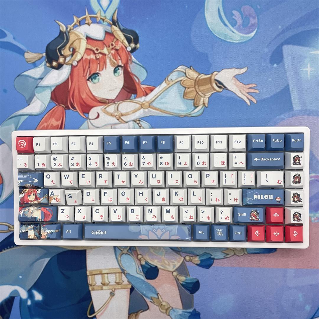 

128 клавиш Genshin Impact NILOU, игровые колпачки из PBT, профиль Cherry, персонализированная колпачок Cherry для MX Switch, механическая клавиатура