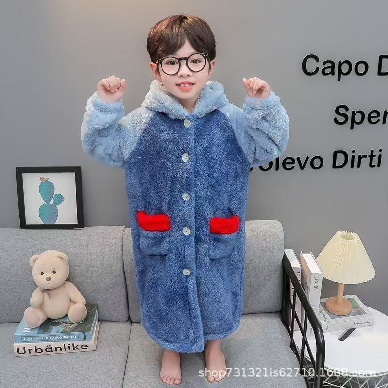 Children's Ultraman Flannel Bathrobe - Thick Winter Pajamas for Boys and Girls