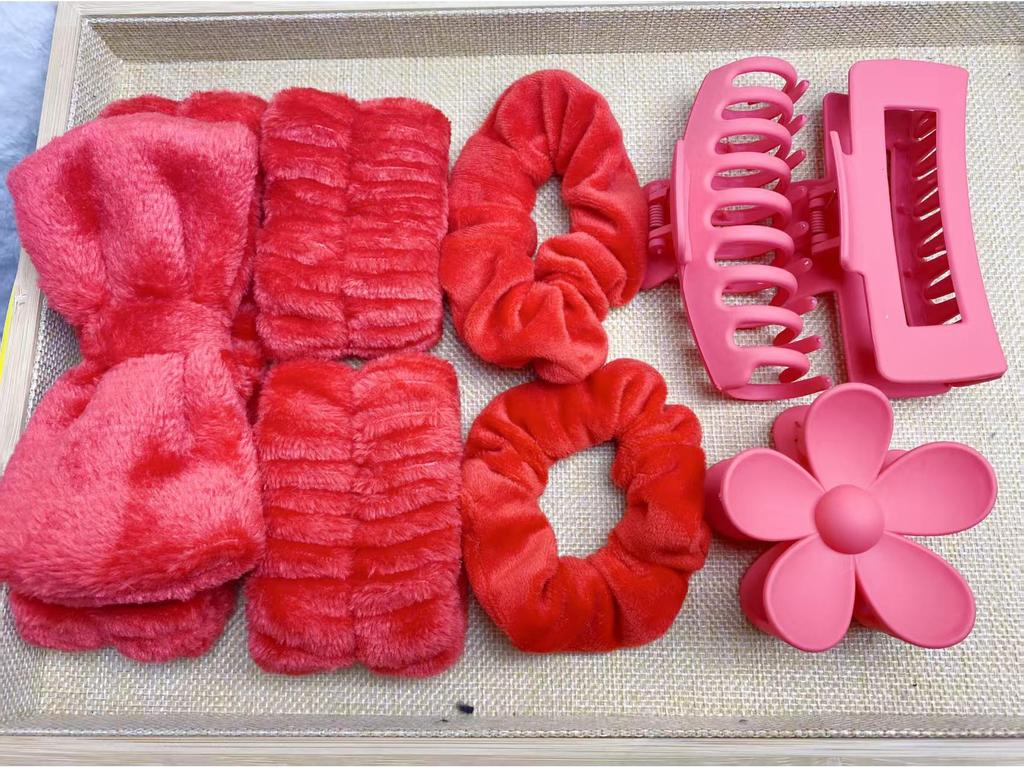 16-Piece Multi-Color Soft Headband and Hair Clip Set with Bowknot Washband and Elastic Hair Ties