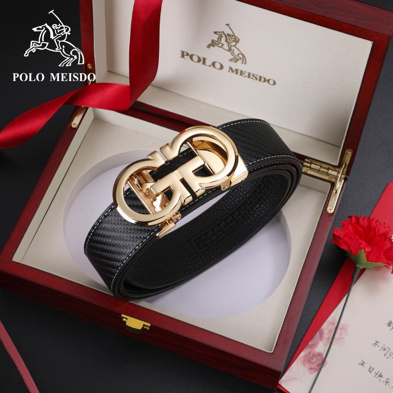 Paul Messder Men's Genuine Leather Belt with Automatic Buckle - High-End Business and Fashion Accessory.