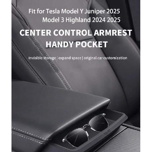 For Tesla Model 3 Highland Central Armrest Storage Box Car Glasses Phone Storage Multi-function Model Y Juniper 2025 Accessories