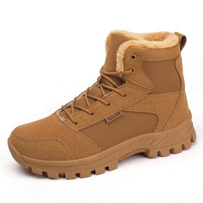 Winter Snow Boots Men Lace-up Anti-slip Warm Comfortable Plush Outdoor Ankle Boots Men Casual Soft Breathable High-top Boots Men