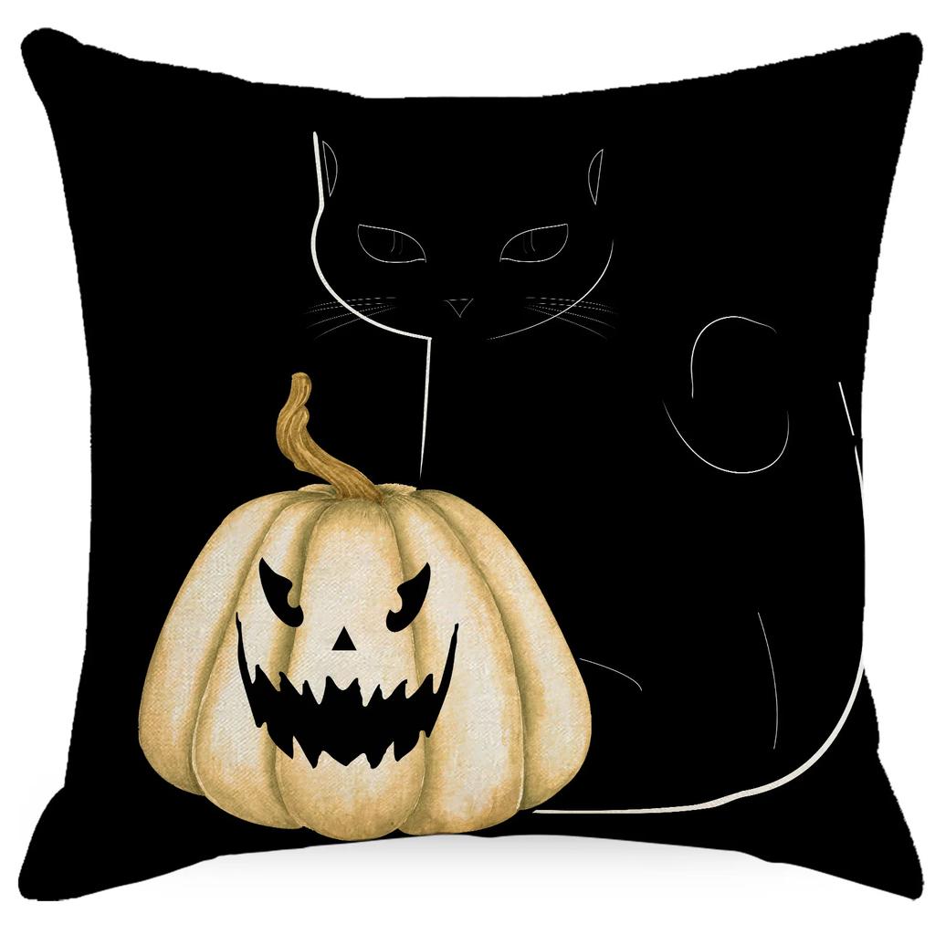 Halloween Pumpkin Ghost Print Pattern Cushion Cover Home Living Room Sofa Decoration Throw Pillow