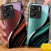 Tiefblaues Mode-Handycase aus schwarzem gehärtetem Glas für Xiaomi Redmi 13C Note13 12 Pro Plus 5G Note 9 13T Pro POCO X6 F5 F6