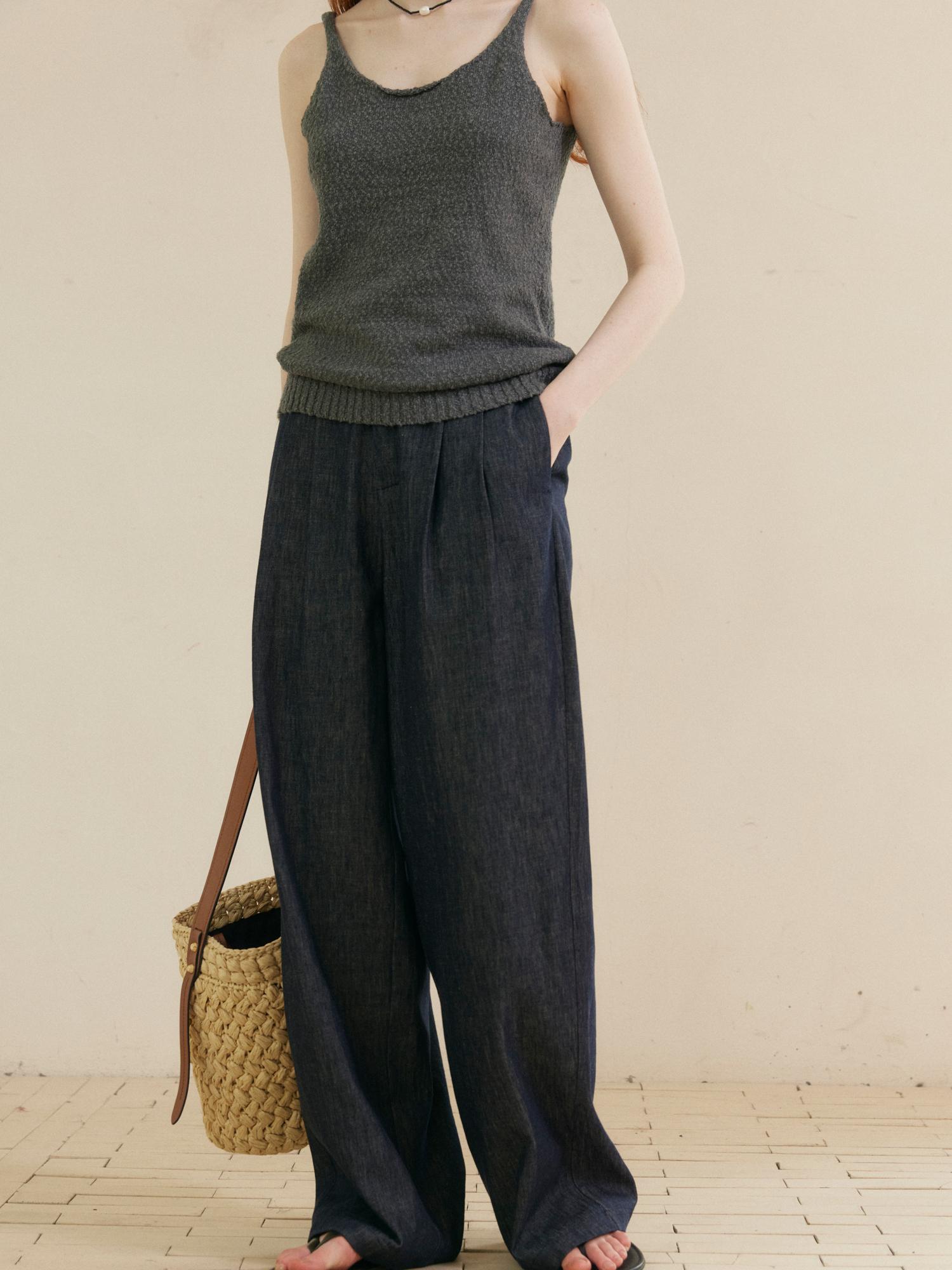 Women s Breathable Linen Wide-Leg Pants, Mid-High Waist, Double-Pleated, Slimming & Casual for Summer 2026 XL