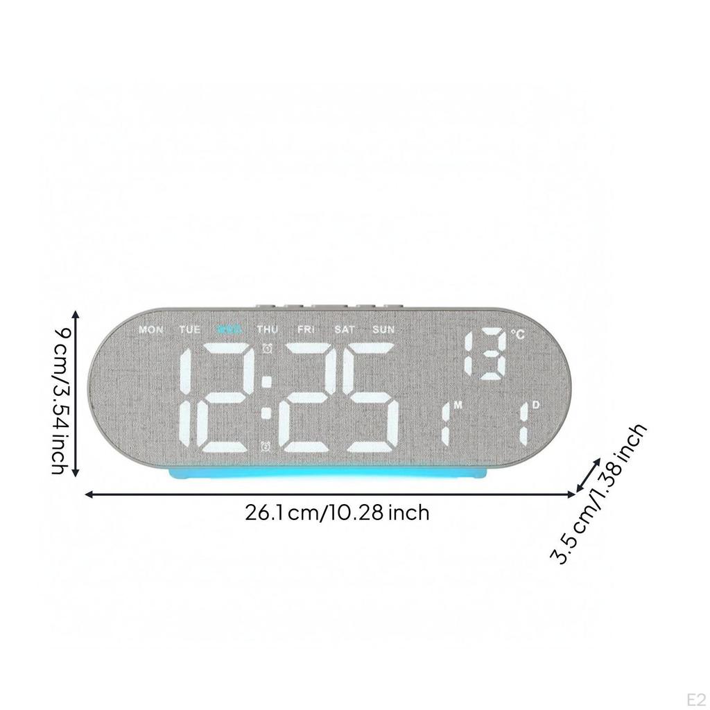 Alarm Clock with Temperature Display Ambient Light Band Digital Rectangular Desk Gadget