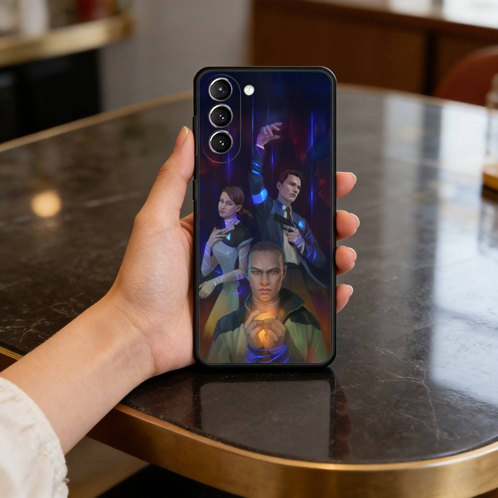 D-Detroit Become-Human Phone Case For Samsung S25,24,23,22,30,21,10,9,Ultra,Plus,Lite,FE,4,5 G Soft Black Case