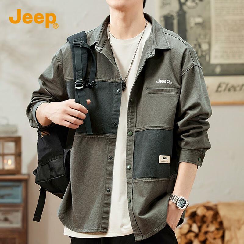 Jeep Camisa de manga larga de algodón para hombre