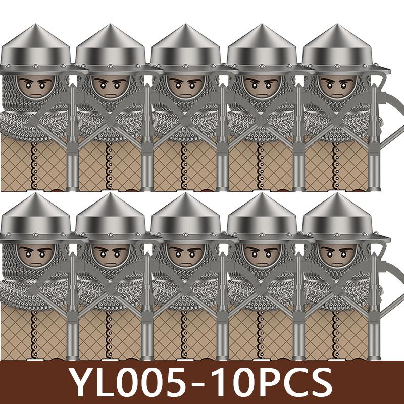 Medeltida Slottssoldat Figurer Byggklossar Militär Armé Riddare Romersk Krigare Infanteri Milis Orcher Tillbehör Klossar Leksaker