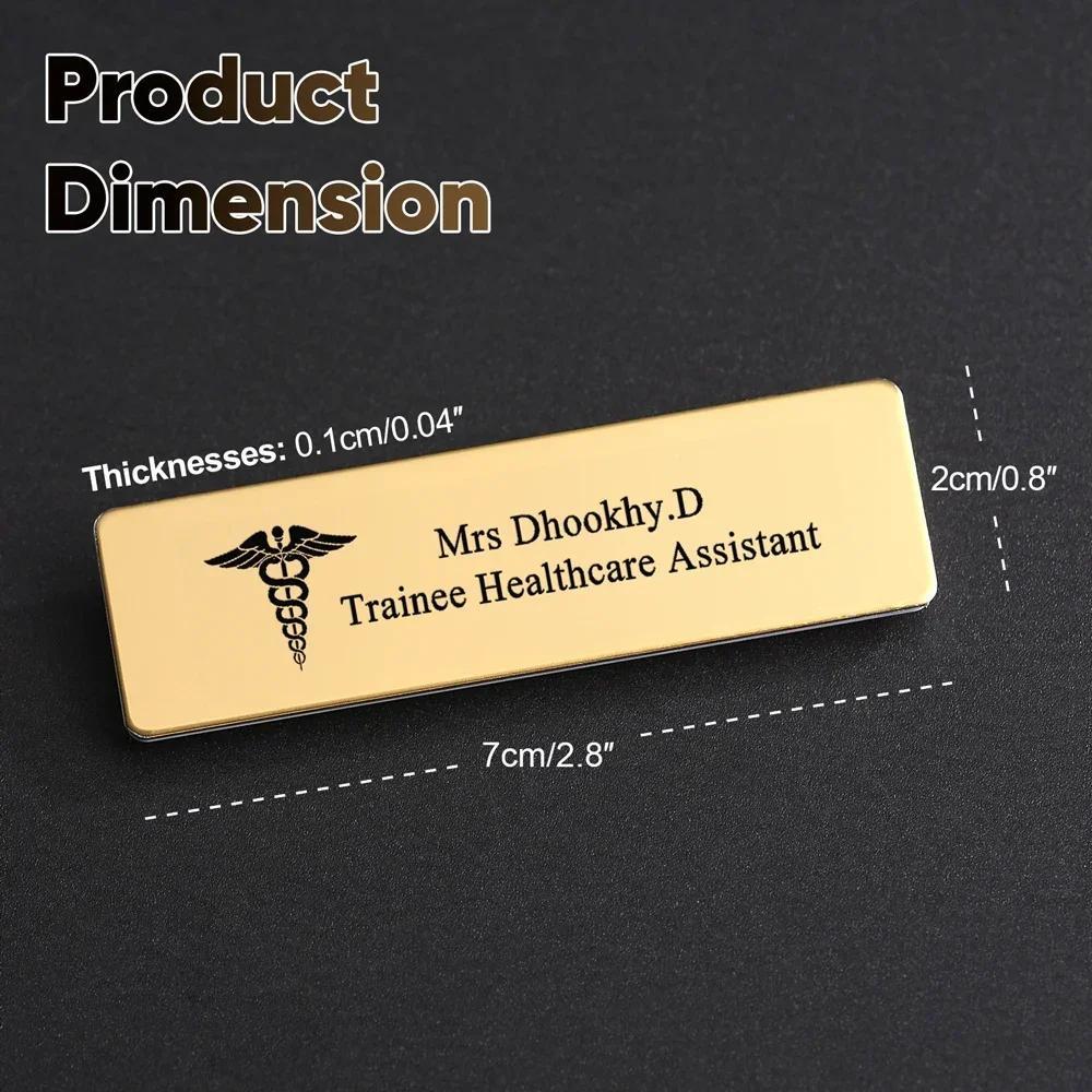 Benutzerdefinierte magnetische Namensschilder Gravierte personalisierte Namensschilder mit Magnet oder Nadel - Edelstahl Metall Benutzerdefinierte Namensschilder für Unternehmen oder Mitarbeiter