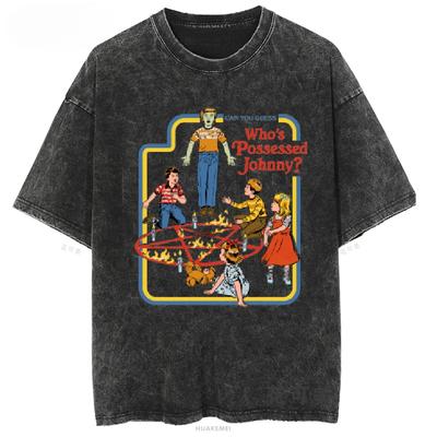 Serie di fumetti horror Yoga per bambini per principianti Magliette stampate Magliette in cotone lavato vintage Regalo Regalo di Halloween Abbigliamento