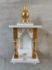 Holztempel für Zuhause | Weiß & Gold Mini Pooja Mandir I Handgefertigter Gebetsschrein
