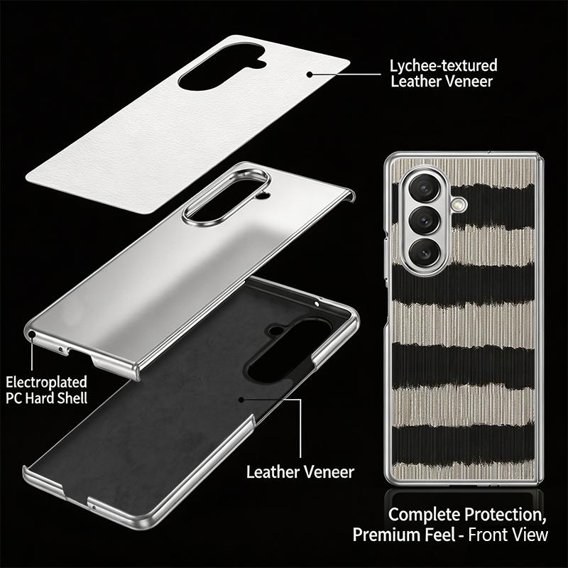 Fashion Striped Duck Heart Case For Samsung Galaxy Z Fold 8 Ultra 7 6 5 4 Z Fold8 Fold7 Fold6 Fold5 Luxury Plating Leather Skin Phone Cover