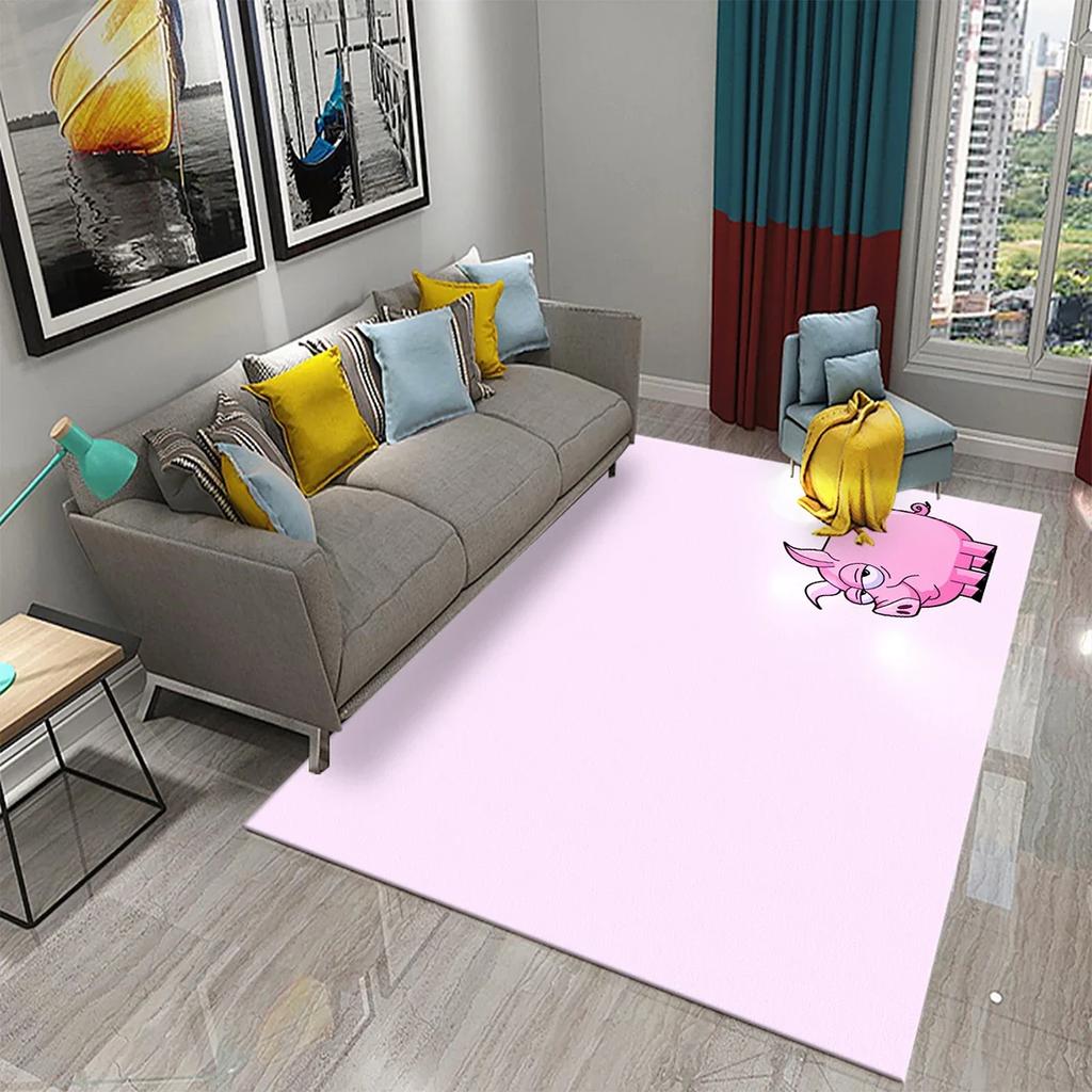 Cute Cartoon Pig Carpet Lovely Animal Floor Mat for Bathroom Decor Carpet Non-Slip for Living Room Kitchen Bedroom Doormat Mats