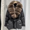 European Station Winter Light Luxury Fox Big Fur Collar Down Jacket Women's Medium and Long Waist Fashion Warm Jacket