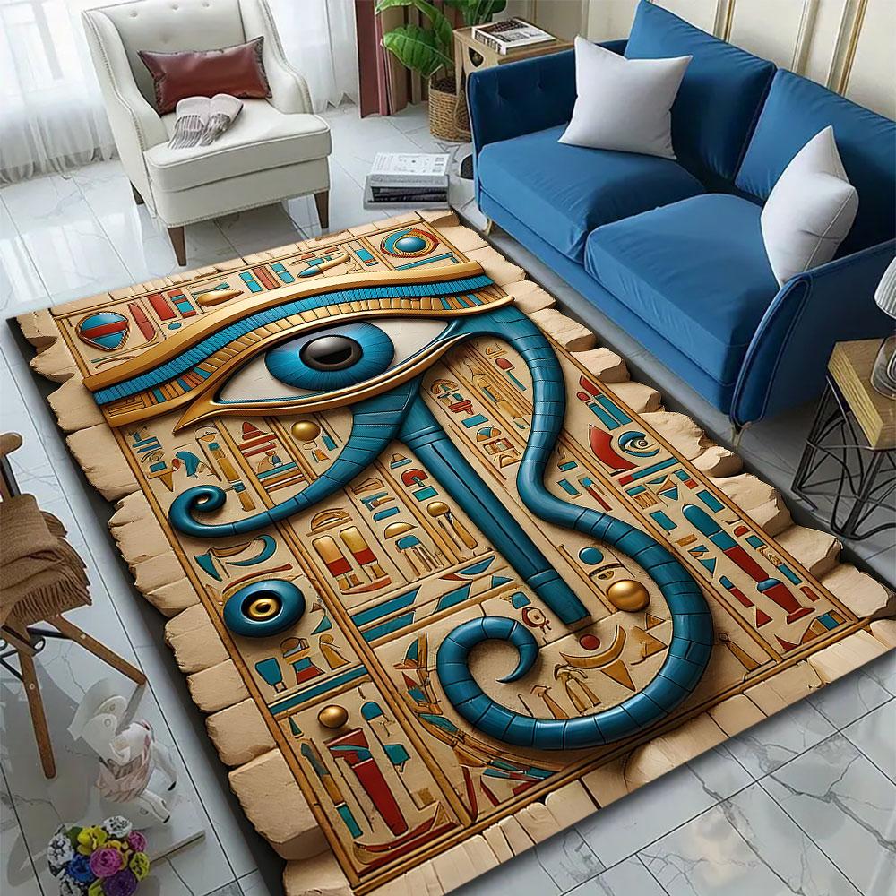 "Egyptian Eye of Horus Design Carpet" Patterned carpet, suitable as a non slip play mat for the living room and bedroom sofa
