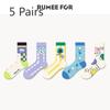 5 Pairs of Women's Spring Sports Street Mesh Style Mid Tube Socks