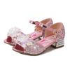 Girls' Crystal High-Heeled Sandals - Elsa Princess Style for Summer 2024